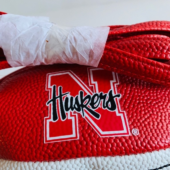 Red Football-Inspired Crossbody Bag with Gold Accents - Picture 2 of 5